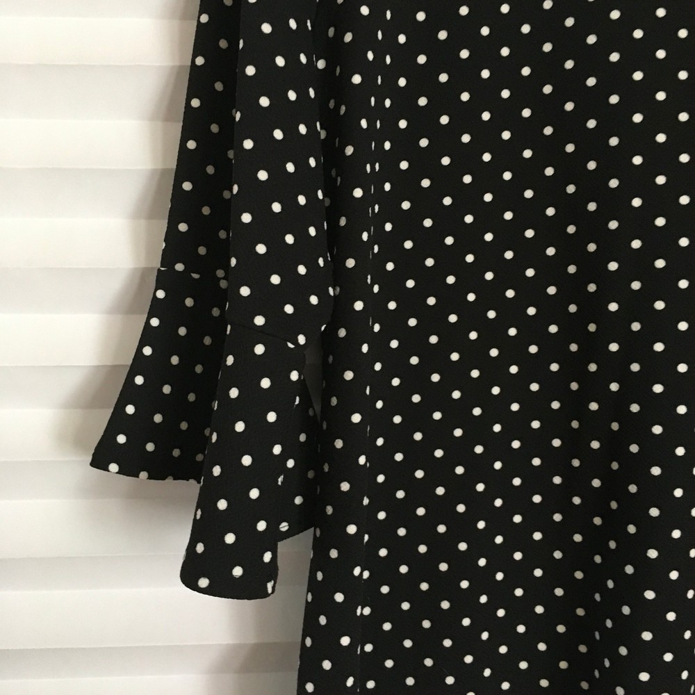 Croft & Barrow Womens Blouse Top Size‎ XXL Stretch 1/2 Bell Sleeve Polka Dot - Picture 4 of 10